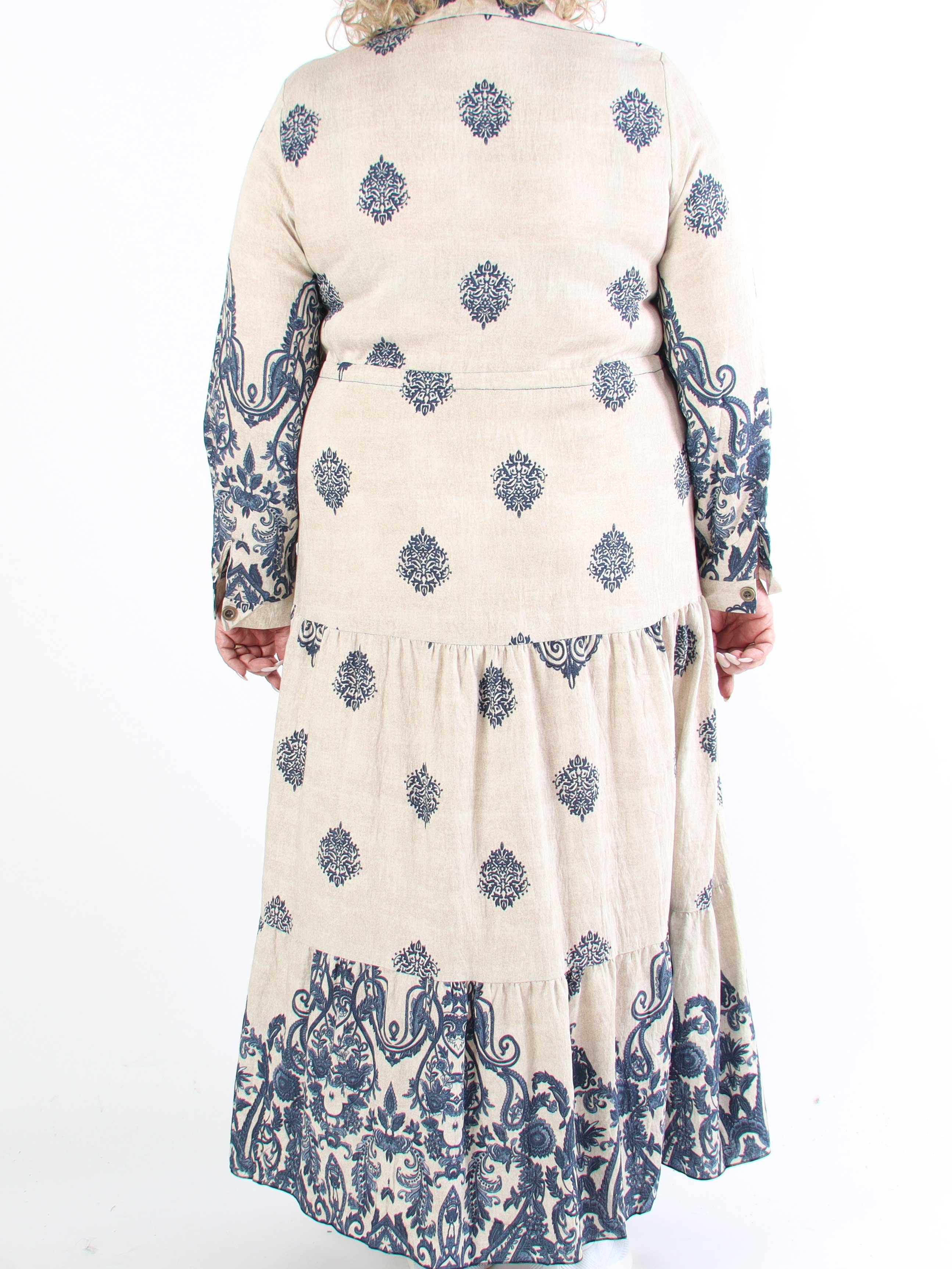 Kira - Lång bohemisk plus size-klänning med mönster